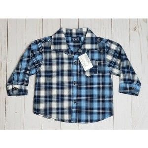 NEW - Children's Place blue paid button up Baby Boys 3-6 months